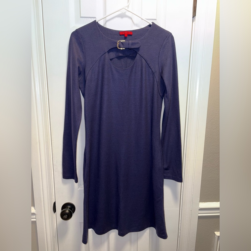 Vivienne Tam Long Sleeve Blue Wool Dress